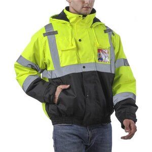 Mens High Visibility Safety Jacket Reflective Waterproof Work Bomber Jacket